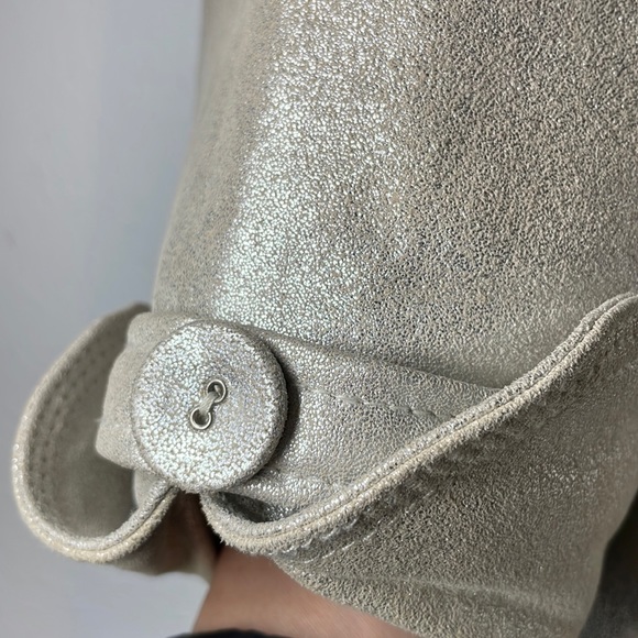 Boston Proper Silver Genuine Vintage Napa Leather Peacoat Jacket - Picture 7 of 17